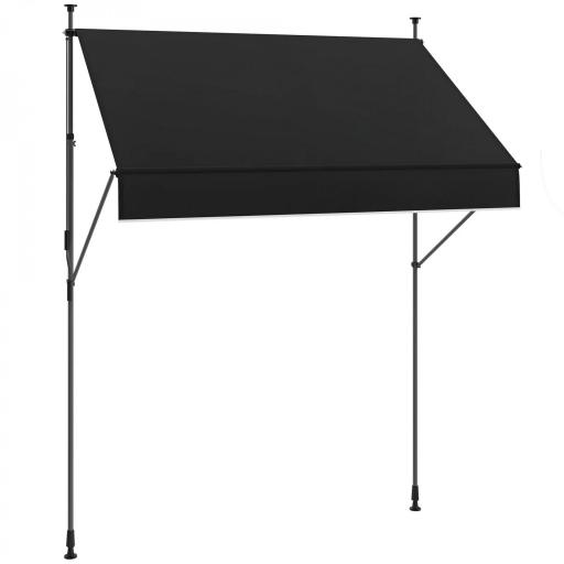 Toldo Manual Retráctil 200x120x210-310 cm para Balcón y Terraza con Altura Ajustable con Manivela Negro [9]