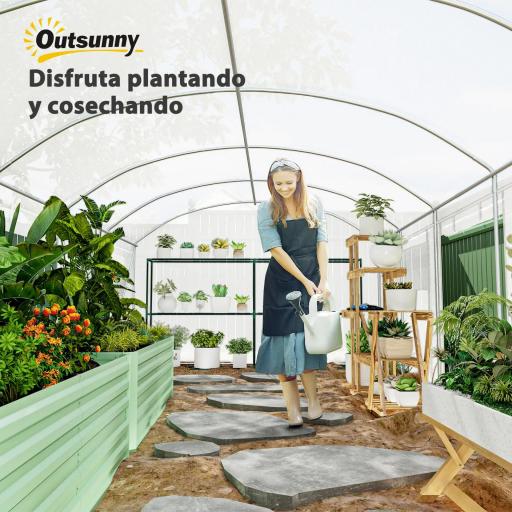 Invernadero de Túnel 6x3x2 m con 6 Ventanas de Malla Cubierta de PE Anti-UV y 3 Puertas Enrollables Blanco [4]