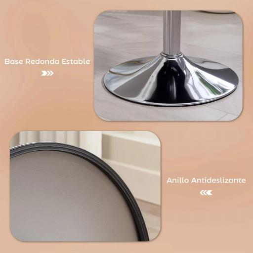 Taburete de Cocina Regulable en Altura 52-66 cm Tapizado en Pana Giratorio en 360° Marrón [3]