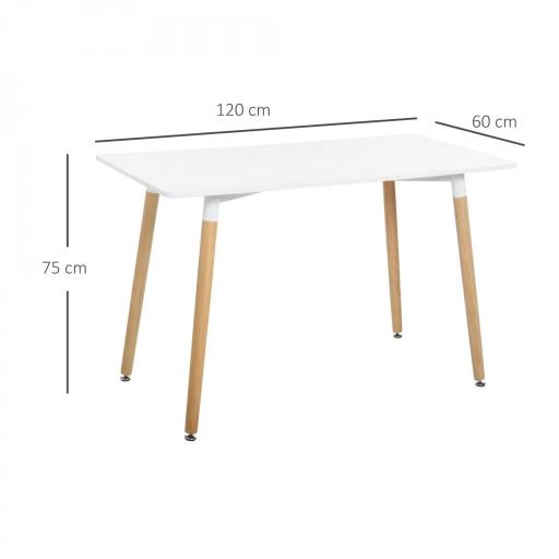 Mesa de Comedor Estilo Nórdico Mesa de Cocina con Patas de Madera de Haya Estructura de Metal 120x60x75 cm Blanco [1]