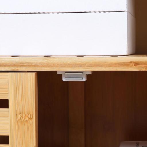 Aparador para Salón de Bambú con 3 Puertas Ranuradas Estantes para Comedor Cocina Entrada Natural 100x35x82 cm [4]