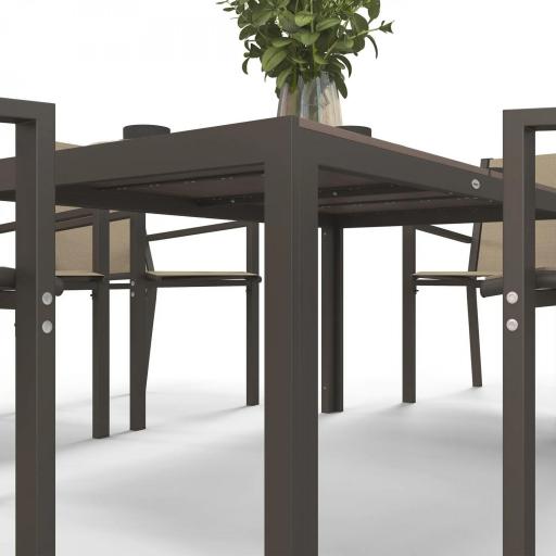 Conjunto de Mesa y 6 Sillas de Jardín con Sillas Apilables y Marco de Acero para Terraza Patio Caqui y Marrón [2]