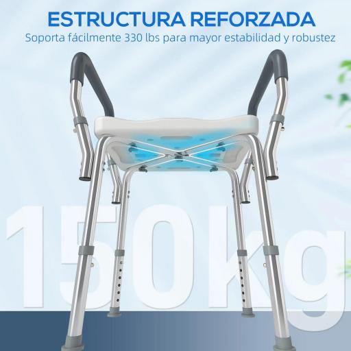 Taburete de ducha con Altura Ajustable para Personas Mayores o con Movilidad Reducida 52x45x69 cm Asiento Blanco y Azul [4]