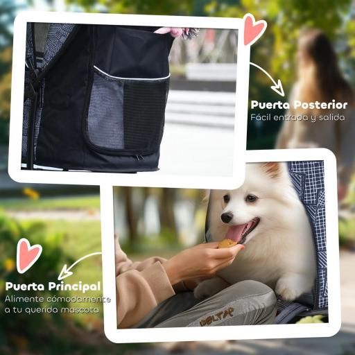 Cochecito para Perros Pequeños Plegable con Cesta de Almacenaje Capota Ajustable y 2 Ruedas Universales 81x48x99 cm Gris [1]