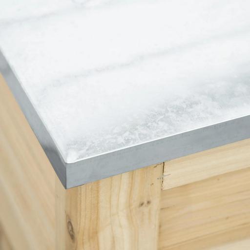 Baúl de Almacenaje Exterior de Madera con Tapa de Metal Galvanizado y Diseño con Listones 110x50x50 cm Madera Natural [6]