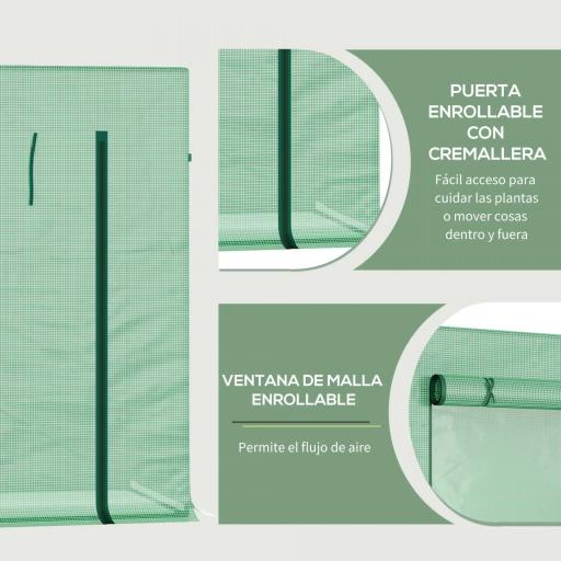 Invernadero de Exterior con Ventanas y Marco de Acero Invernadero para Cultivar Tomates Flores 200x76x168 cm Verde [4]