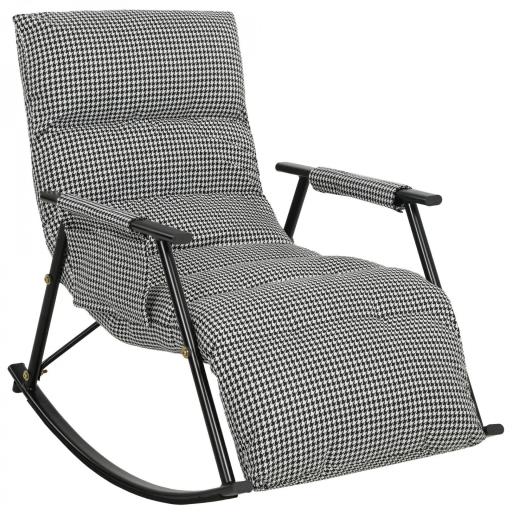 Silla Mecedora con Respaldo y Reposapiés Ajustables Mecedora Sillón Balancín Tapizado en Lino 62x100x89 cm Negro [9]