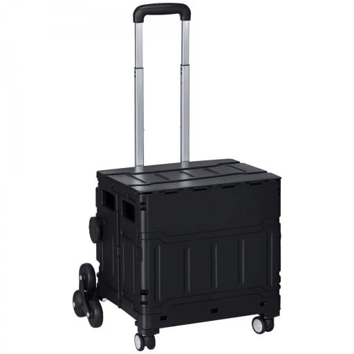 Carrito de la Compra Plegable con 2 Ruedas para Subir Escaleras Ángulo y Longitud de Mango Ajustable 48x43x95 cm Negro [9]