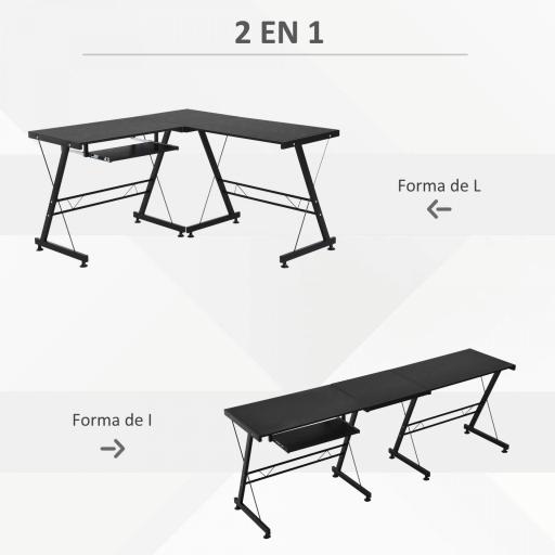 Mesa de Ordenador PC Escritorio para Oficina Hogar 2 Tipos Mesa Esquinera Forma L 130x130x73,5 cm Escritorio Recta Marco Acero [2]