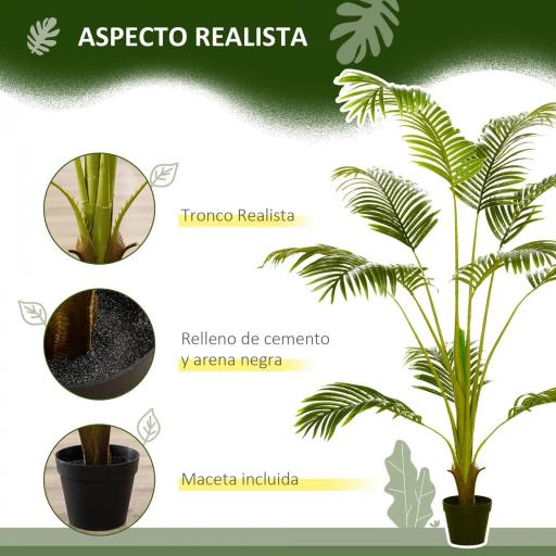 Palmera Areca Artificial 170cm Árbol Artificial con 11 Hojas Decoración para Interior Ø15x170 cm Verde [6]