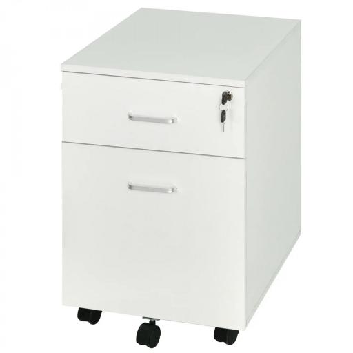 Cajonera de Oficina con Ruedas Mueble Archivador con 2 Cajones para Documentos en Tamaño A4 Cerradura 40x49x58 cm Blanco [8]