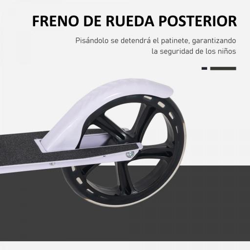 Patinete Plegable para Niños de 7-14 Años Scooter Infantil Manillar Ajustable en Altura de 4 Niveles con Freno Blanco [3]