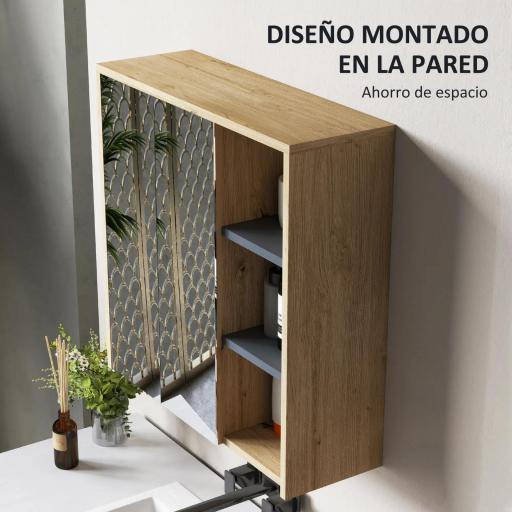 Armario de Baño con Espejo Armario con Espejo para Baño con Estantes Estilo Moderno 60x20x60 cm Madera Natural [6]