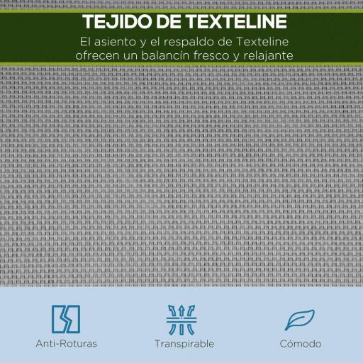 Balancín Jardín Exterior de 3 Plazas con Toldo Ajustable Respaldo Transpirable y Marco de Metal 171x108x154 cm Gris [5]