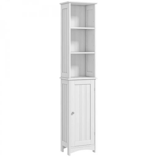 Columna de Baño con 3 Compartimientos Puerta y Estantes Ajustables para Ducha Aseo 34x23x165 cm Blanco [8]