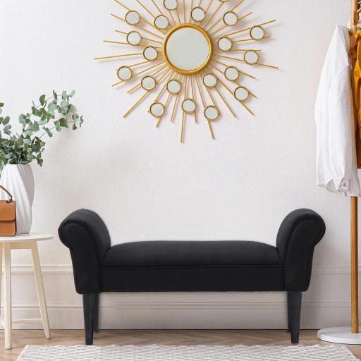 Banco Zapatero Banqueta con Brazos Tapizada tipo Banco de Madera para Dormitorio Salón Recibidor 102x36x51cm Carga 130kg [3]
