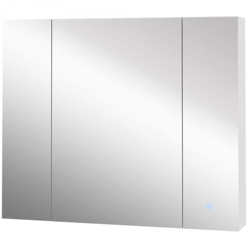 Armario de Baño con Espejo Luces LED Estantes Ajustables y USB Estilo Moderno 90x15x75 cm Blanco [8]