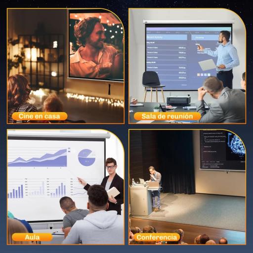 Pantalla de Proyección Manual 100 Pulgadas Formato 4:3/16:9 para Interior y Exterior Cine en Casa Patio Blanco [8]