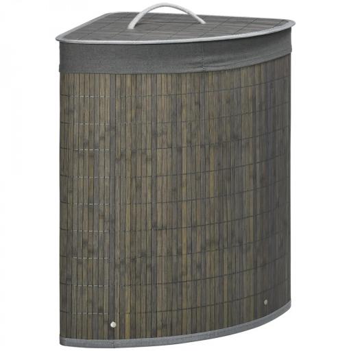 Cesto para Ropa Sucia de Bambú Capacidad de 55L Cesta para la Colada en Forma de Abanico 38x38x57 cm Gris [9]