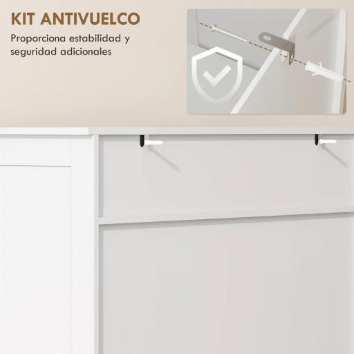 Armario para Zapatos con Puertas de Rejilla Cajón y Estantes Ajustables para 20 Pares de Zapatos 78x37x115,8 cm Blanco [3]