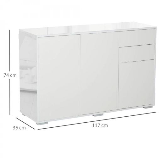 Aparador para Salón con 3 Puertas 2 Cajones y Estante Ajustable 117x36x74 cm Blanco [1]