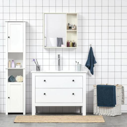 Armario con Espejo para Baño con Estantes Mueble para Baño Estilo Moderno 63x15x65 cm Blanco [5]
