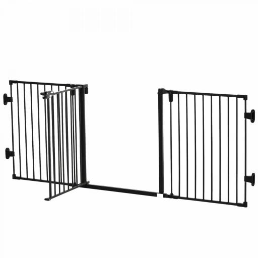 Barrera de Seguridad para Mascotas de 3 Paneles Puerta Auto Cierre y Diseño Plegable para Perros Pequeños 202,5x2x76 cm [8]