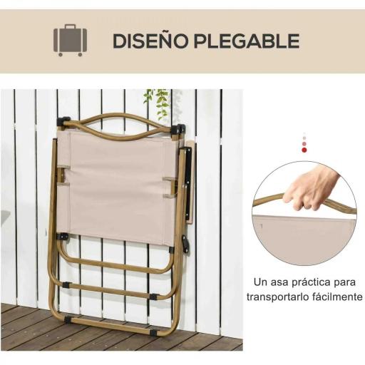 Set 2 Sillas de Jardín Plegables con Reposabrazos Sillas para Camping y Playa en Tela Oxford y Acero 54x59x78 cm Caqui [1]