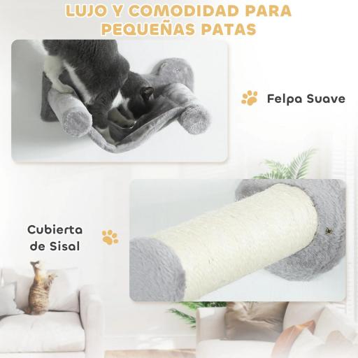 Juego de Escalada para Gatos de Pared de 6 Piezas con Condominio Plataforma Hamaca Escaleras y Tabla de Rascar Gris [1]