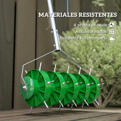 Rodillo Aireador de Césped con Clavos y Mango Desmontable de 100 cm en Tres Piezas para Aflojar el Suelo 45 cm Ancho [3]