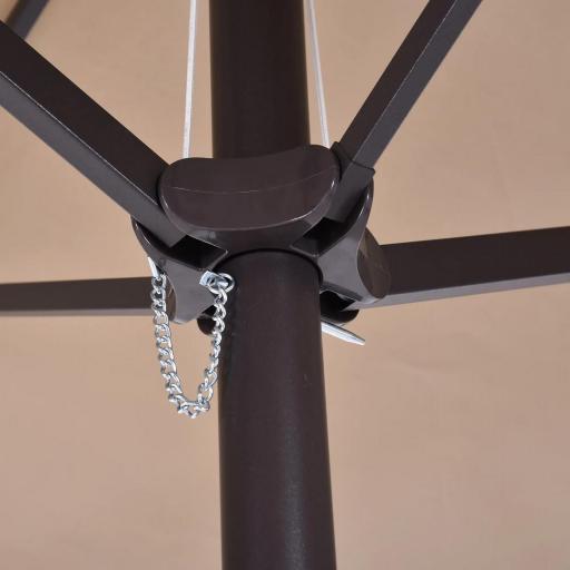 Sombrilla Doble para Jardín 455x265x238 cm Parasol Grande con Manivela Manual Protección Solar Color Café [6]