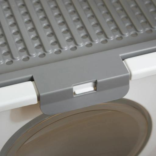 Arenero para Gatos Cubierto con Pala Inodoro para Gatos con 2 Puertas Principal y Superior 44x55x39 cm Blanco y Gris [5]