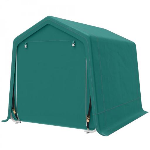Carpa de Jardín Exterior 2,4x2x2 m Cobertizo Exterior con 2 Puertas con Cremallera Impermeable Anti-UV Carpa Verde [6]