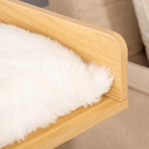 Árbol para Gatos de 2 Niveles con Cueva Cama Superior Postes Rascadores de Sisal Natural Cojines Lavables y Bola de Juguete 35x35x81 cm Roble y Blanco [7]