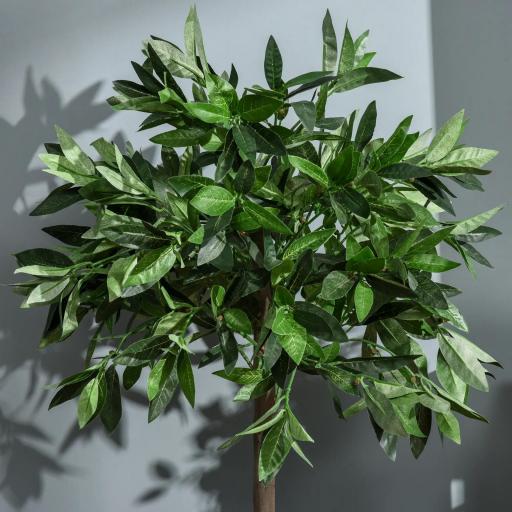 2 Plantas Artificiales de 90 cm de Altura Árboles de Laurel Decorativos con Maceta para Hogar Salón Uso en Interiores Verde [5]