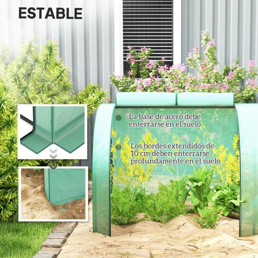 Invernadero Pequeño Invernadero de Jardín para Cultivo de Plantas con 4 Ventanas Enrollables 395x100x80 cm Verde [5]