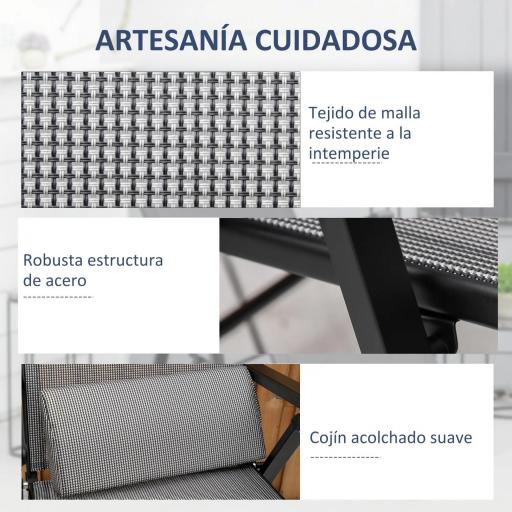 Tumbona Plegable de Jardín Tumbona Gravedad Cero con Respaldo Ajustable en 9 Posiciones con Cojín 70x65x111 cm Gris [4]
