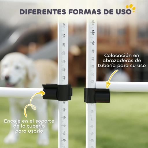 Set de Entrenamiento de Agilidad para Perros Mascotas 4 Piezas Obstáculos Vallas de Salto con Altura Ajustable y Bolsa de Transporte para Exteriores 99x65x94 cm Blanco [3]