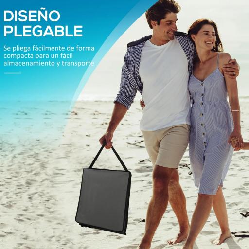 Conjunto de 2 Esterillas de Playa Plegable con Respaldo Reclinable y Bolsa de Transporte 142x51x40 cm Gris [3]