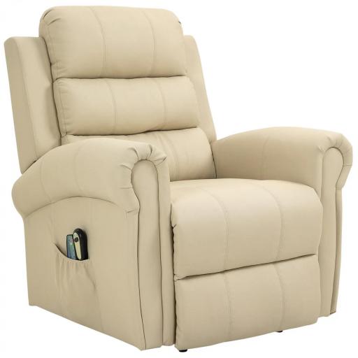  Sillón Relax Reclinable Eléctrico Levanta Personas con Masaje Vibratorio y Calor Control Remoto Crema [9]