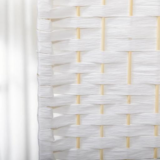 Biombo Separador de Ambientes de 4 Paneles Plegable de Cuerda de Papel 160x170cm Decoración para Dormitorio Salón Blanco [9]