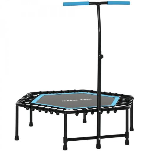 Trampolín de Fitness 114x114x132 cm con Mango Ajustable de 3 Niveles y Marco de Acero Azul [8]