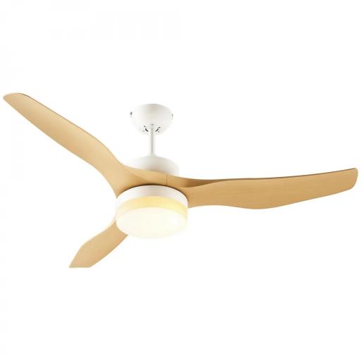 Ventilador de Techo Motor DC 20,5W Diámetro 132 cm Mando a Distancia Luz LED Ajustable de 3 Niveles 3 Aspas Reversibles [9]