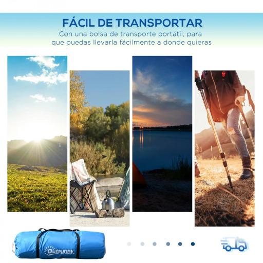 Tienda de Campaña Familiar para 4-6 Personas con 2 Habitaciones y Bolsa de Transporte 430x230x170 cm Azul y Blanco [5]