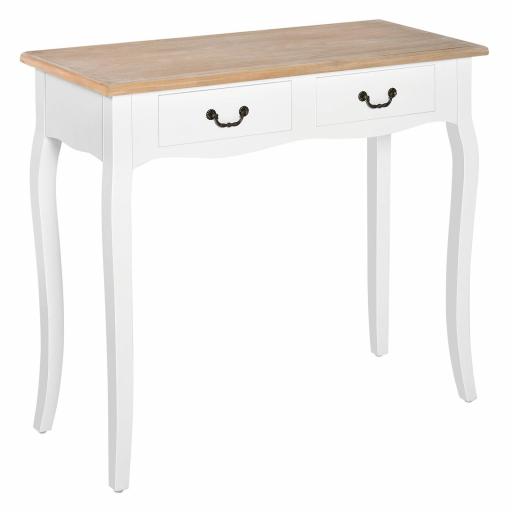 Mesa de Consola con 2 Cajones Diseño de Retro para Entrada Pasillo Sala de Estar Dormitorio Pino 87x34x78,5 cm Blanco [8]