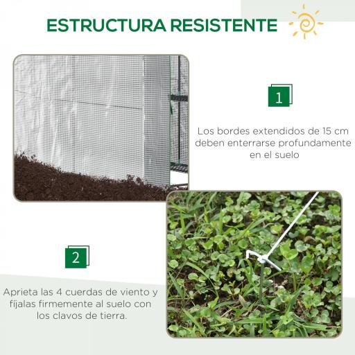 Invernadero de Jardín Vivero Casero con 4 Estantes Puerta Enrollable Cubierta de PE 140g/m² y Marco de Acero para Cultivos Plantas Macetas Flores 120x186x190 cm Blanco [3]