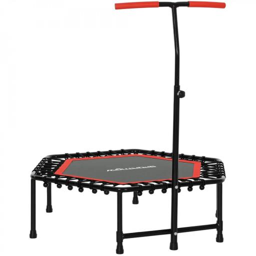 Trampolín de Fitness 114x114x132 cm con Mango Ajustable de 3 Niveles y Marco de Acero Rojo [12]