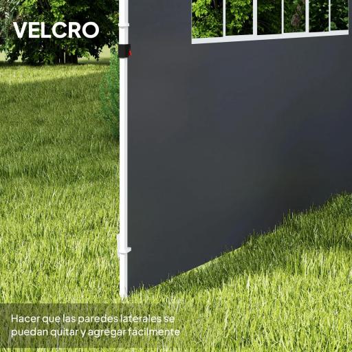 Paredes Laterales para Carpa de 3 x 3 m 2 Paneles de Tela Oxford de 300x200 cm con Ventana para Fiestas Gris Oscuro [3]
