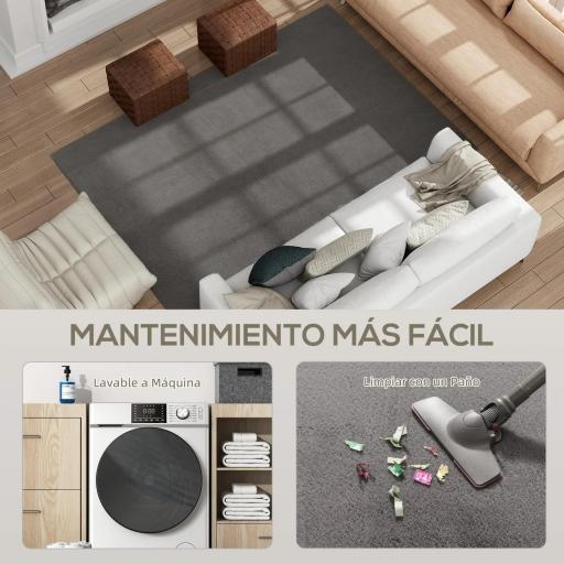 Alfombra Salón 160x230 cm Lavable en Lavadora Pelo Largo Estilo Moderno Tapete para Sala de Estar Dormitorio Gris Claro [1]