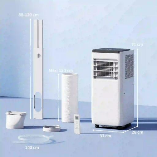 Aire Acondicionado Portátil 10.000 BTU 4 en 1 Enfriamiento Deshumidificador Ventilador con WiFi para 30 m² Blanco [1]